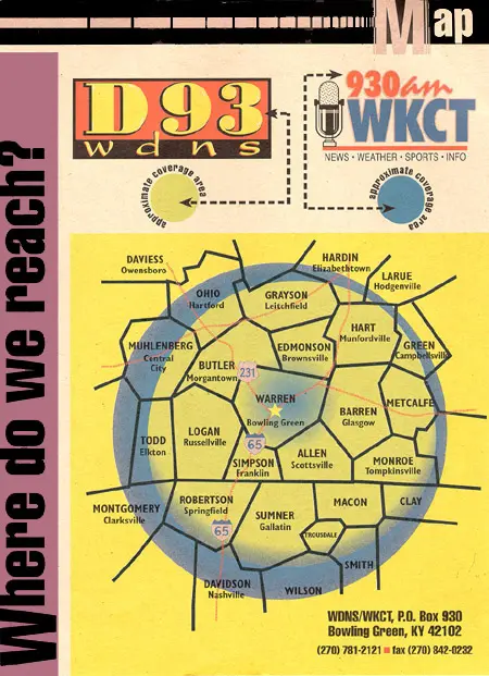 D93 WDNS office location at 804 College Street, Bowling Green, Kentucky