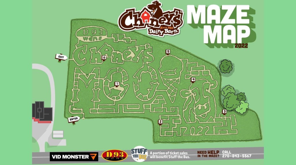 Chaney's Dairy Barn Maze Map 2022